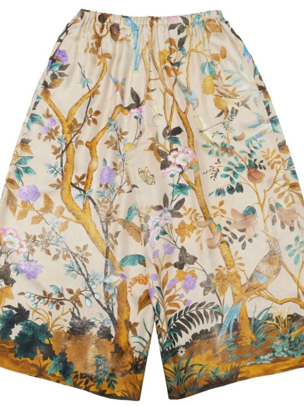 Gucci Wide Pants 42 Silk Satin All Over Pattern Cropped - Picture 3 of 6